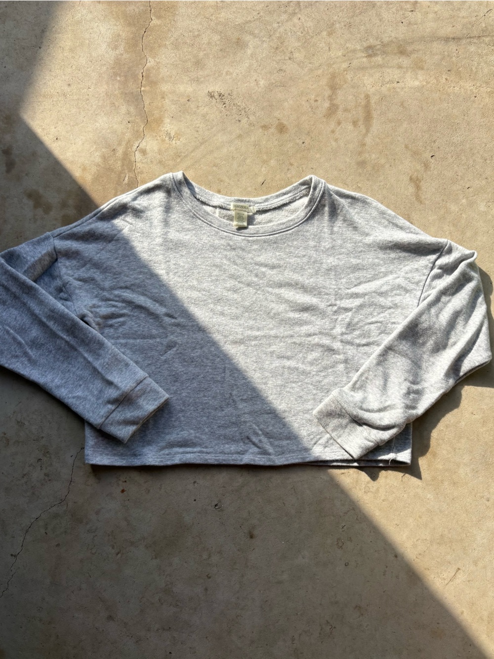 Bozzolo Gray Cotton Long Sleeve Cropped Shirt